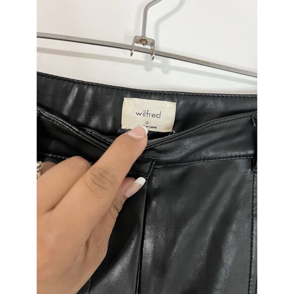 Aritzia Black Wilfred Rebel Vegan Faux Leather Pants Side Pockets Size 10 - Picture 3 of 9